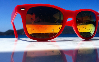 Red sunglasses yellow red lenses - a pair free wallpaper
