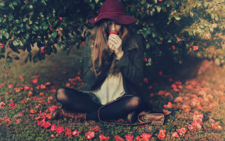 Woman hat purse autumn nature - autumn free wallpaper