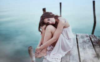 Woman dock ocean portrait tattoo - a dock next free wallpaper