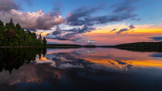 Lake trees clouds sunset reflection - a reflection of the sky free wallpaper