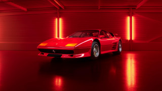 Red sports car ultrafine painting - the back of the car free wallpaper