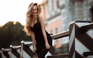 Woman black dress posing bokeh - artur tarnowski free wallpaper