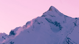 Snow mountain pink sky plane - a snow free wallpaper