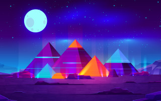 Pyramids desert night moon stars - full free wallpaper
