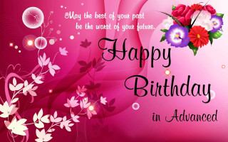 Pink birthday card flowers bubbles - happy free wallpaper
