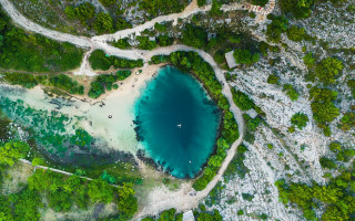 Bird eye blue lake trees - a blue lake free wallpaper