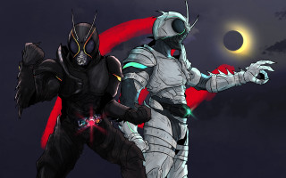 Two people costumes eclipse red - moon free wallpaper