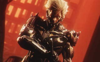 Futuristic suit man sword helmet - a red wall free wallpaper