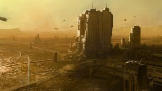 Futuristic city birds matte painting - craig mullins free wallpaper
