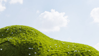 Green hill birds clouds sky - david inshaw free wallpaper