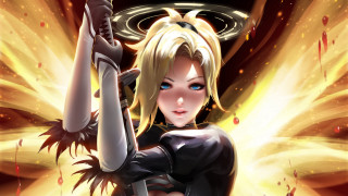 Woman sword demon wings beach - her hand and a demon free wallpaper