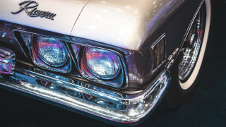 Car headlight chrome rims retrofuturism - a car free wallpaper
