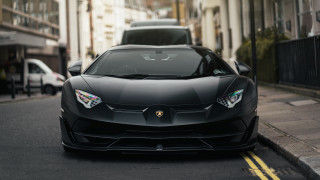 Black sports car city street 7 - the side of the road next free wallpaper