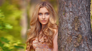 Woman tree forest blueeyes dress - a dress free wallpaper