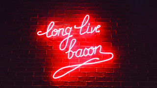 Neon bacon brick wall red - excessivism free wallpaper