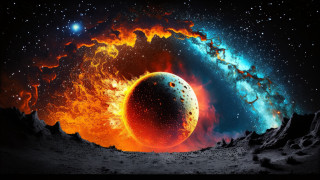 Space planet star ring aurora - ring free wallpaper