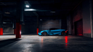 Blue sports car garage red 3 - cui bai free wallpaper