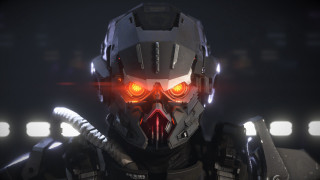 Robot glowing eyes helmet redlight - a robot free wallpaper