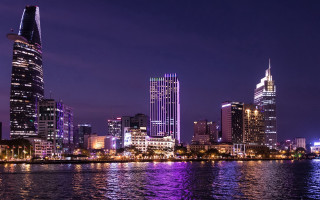 City skyline night river bridge - the river free wallpaper