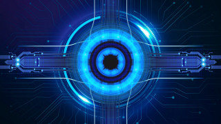 Blue circle black hole cybernetics - cybernetic free wallpaper