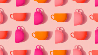Pink cups pop art 3d - surreal free wallpaper