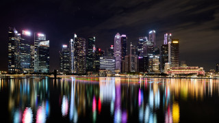 City lights reflection night skyline 2 - the building free wallpaper for desktop
