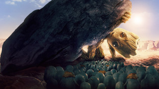 Cartoon character hiding behind rock - unreal free wallpaper