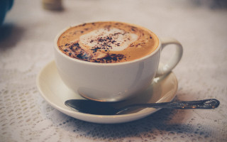 Coffee spoon saucer lace tablecloth - a saucer free wallpaper