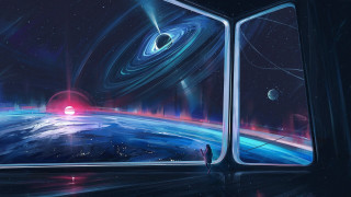Planet astronaut window star fireworks - a distant star in the distance free wallpaper