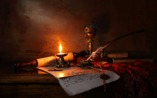 Candle books inkwell paper battle - a pen free wallpaper
