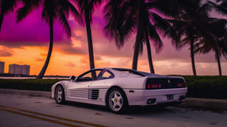 White sports car palm trees 3 - bernardo cavallino free wallpaper