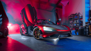 Red sports car garage open 3 - its door free wallpaper