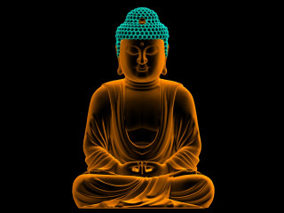 Buddha statue meditation black background - 3 d model free wallpaper