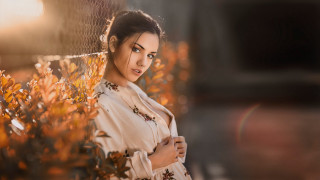 Elina karimova portrait autumn fence - a fence free wallpaper