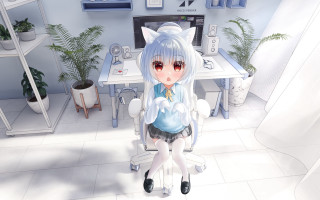 Anime girl chair room plants - a chair in a room free wallpaper