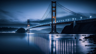 Night bridge mountain city lights - side and a mountain in the background free wallpaper