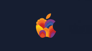 Apple logo dark blue red - apple free wallpaper
