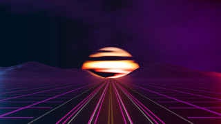 Sunset grid synthwave retrofuturism raytraced - synthwave style free wallpaper