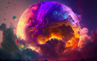 Colorful clouds liquid planet space - center free wallpaper