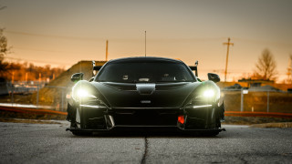 Car headlights night street fence - sinister free wallpaper