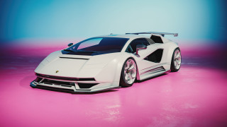 White sports car pink background - aesthetic free wallpaper