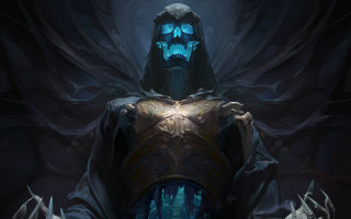 Glowing hooded man magic armor - hand free wallpaper