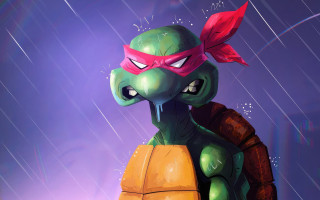 Cartoon turtle red bandana rain - its head free wallpaper