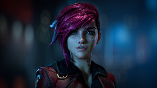 Pink hair cyberpunk jacket blue - eve ryder free wallpaper