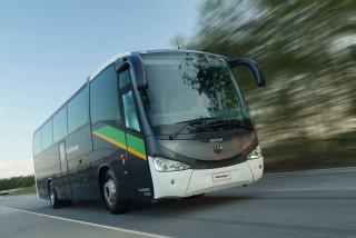 Bus driving road trees background - a road free wallpaper
