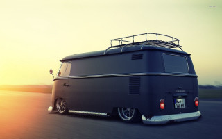 Black van sunset road person - the background and a person free wallpaper