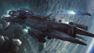 Space ship over planet satellite - over a planet in space free wallpaper