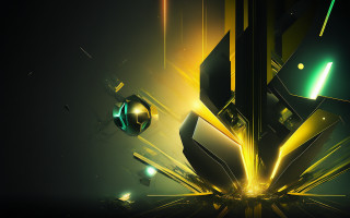 Futuristic abstract background green yellow - geometric abstract art free wallpaper