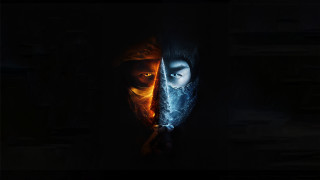 Masked figure firelight dark blue - behind them free wallpaper