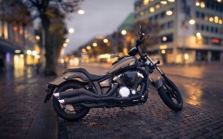 Motorcycle rainy night brick road - brenda chamberlain free wallpaper